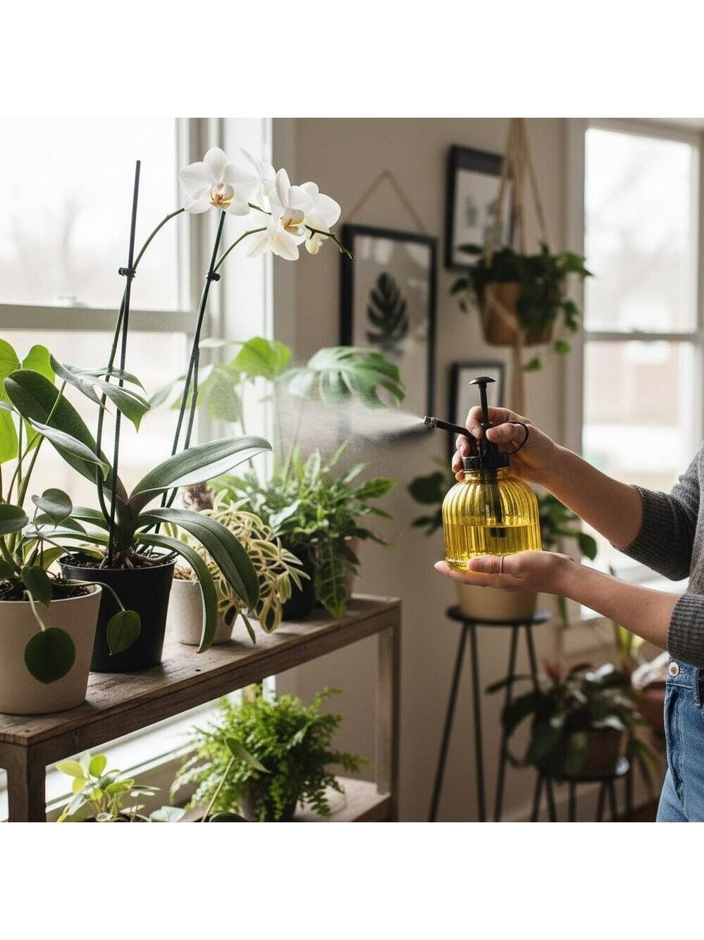 Yellow Glass Plant Mister Spray Bottle 6oz Orchid Bonsai Air Plant Mister - Picture 10 of 11
